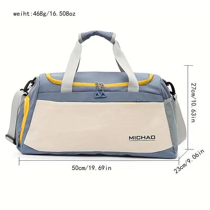 Large Capacity Fitness Bag Waterproof Oxford Fabric with Dry Wet Separation Zip Closure Versatile