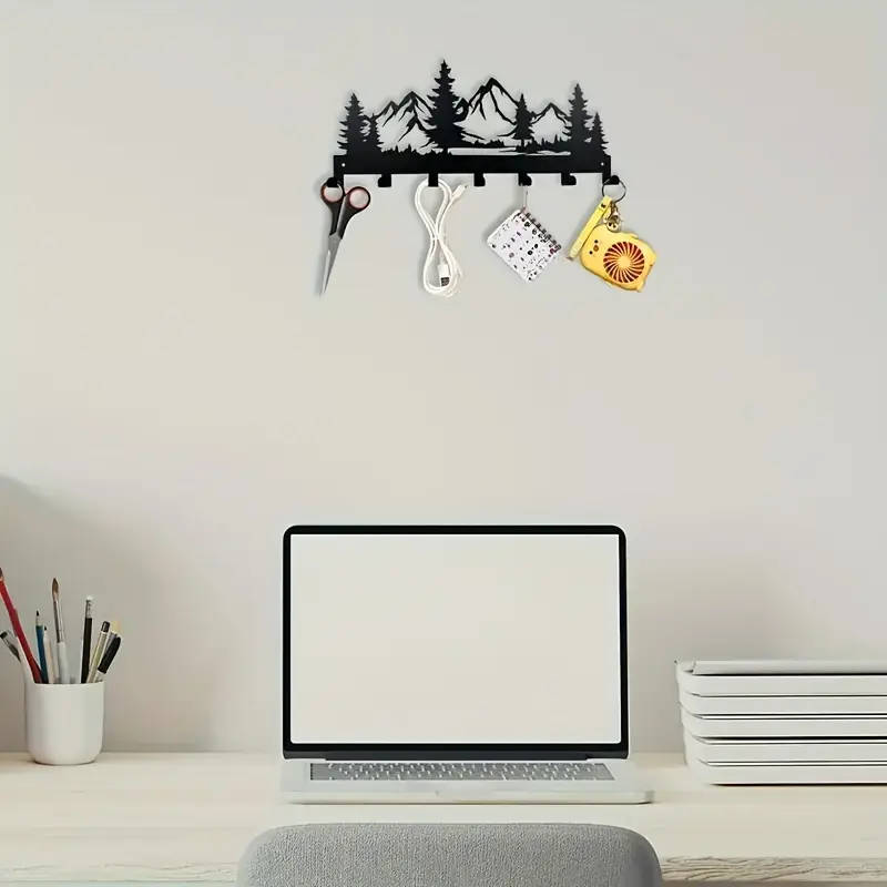 1pc Charming Metal Forest Key Hook Easy Install Wall Mount for Towels Hats Purses Stylish Entrance B
