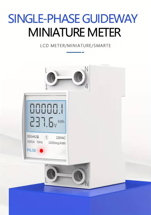 household electricity meter lcd electricity meter single phase 220v mini watt hour meter rail type air conditioning electricity meter   display   Product details 1
