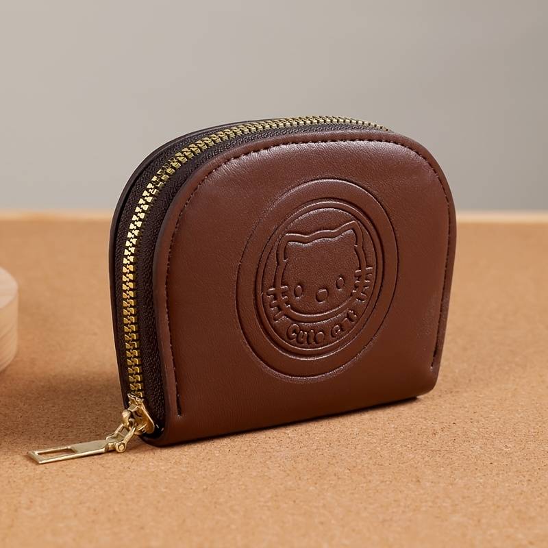 1pc for hello kitty Brown Wallet with Zipper Closure Lightweight Portable Mini Purse for Car