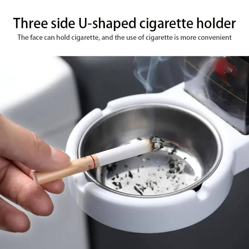 1pc Wall-Mounted No-Drill Bathroom Ashtray Contemporary Circular Plastic Design Space-Saving