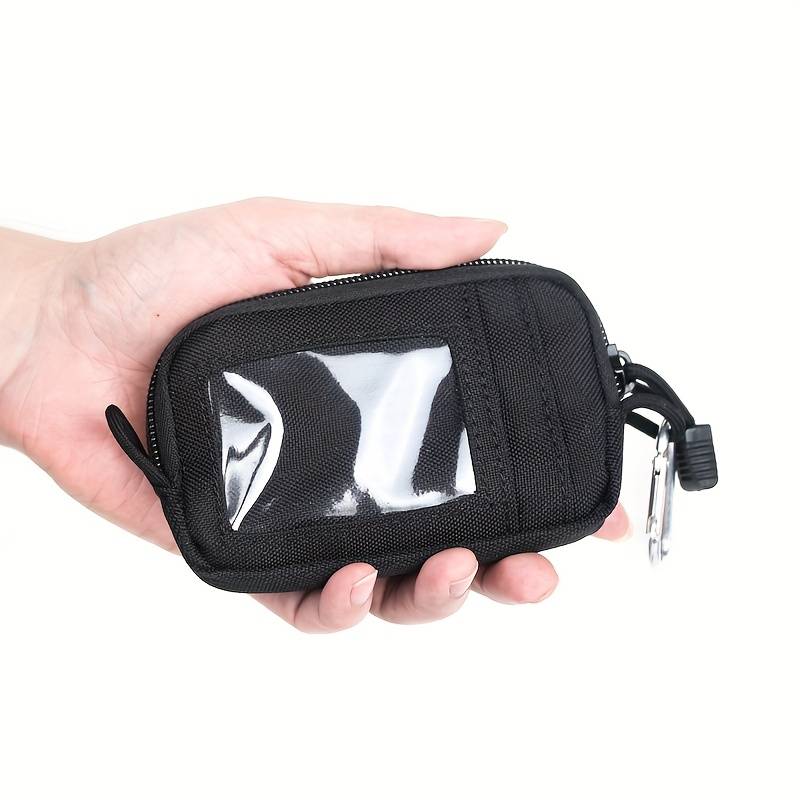 1pc Canvas Coin Purse with Zipper Driver'S License Holder Card Case Belt Bag Small Sports Pouch