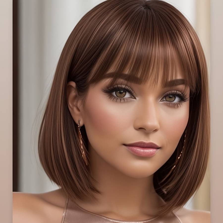 1Pc Dark Brown Fashion Design Wig
