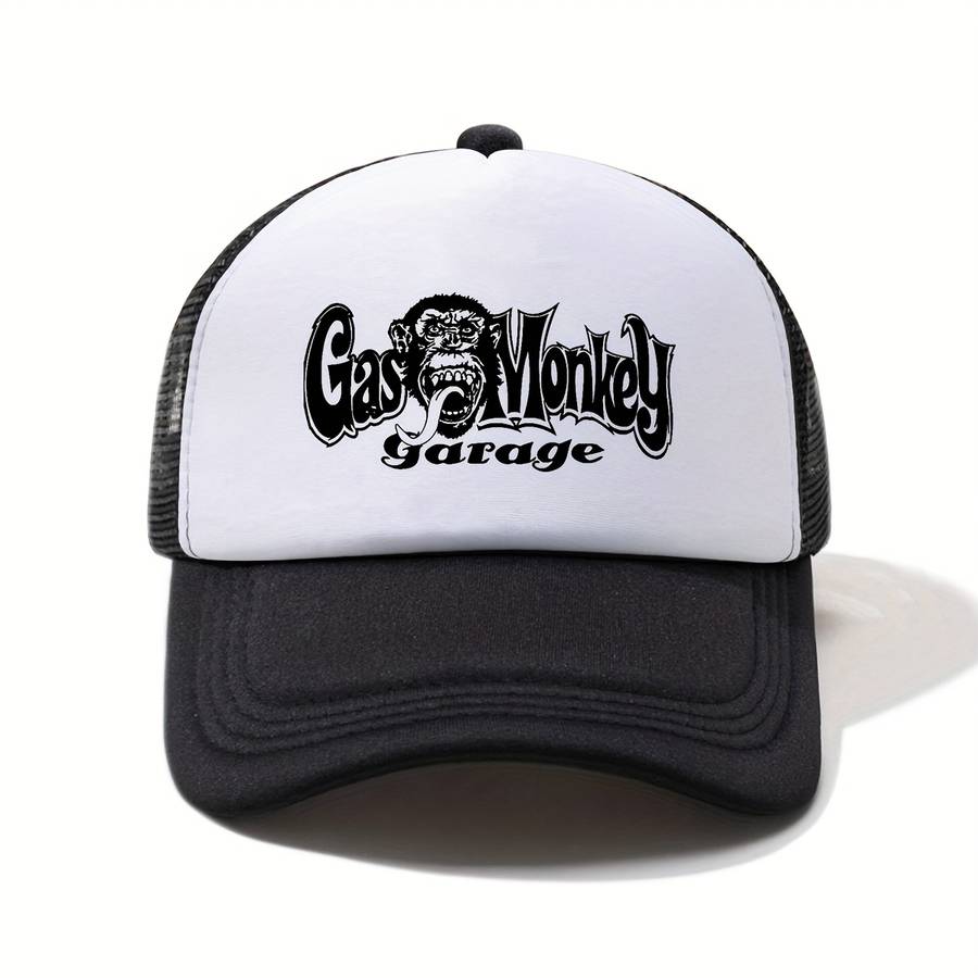 1pc Gas Monkey Garage Printed Half Mesh Baseball Cap Lightweight Sun Hat for Men Women Ret