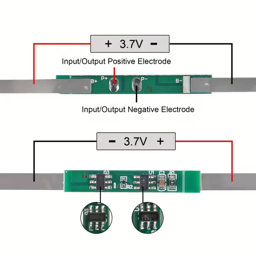 10 20pcs 1s 3 7v 3a 5 6a lithium   bms pcm battery protection board pcm with strap suitable for 18650 lithium ion batteries Product details 4