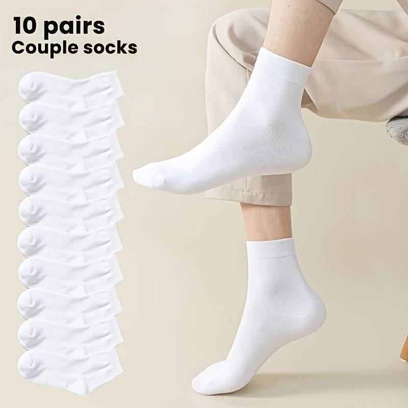 10 Pairs White One Size High Elastic Socks