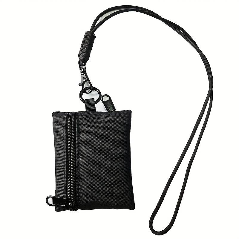 1pc Nylon Casual Style Outdoor Neck Pouch Men's Small Card Holder Coin Purse Key Case with Lan