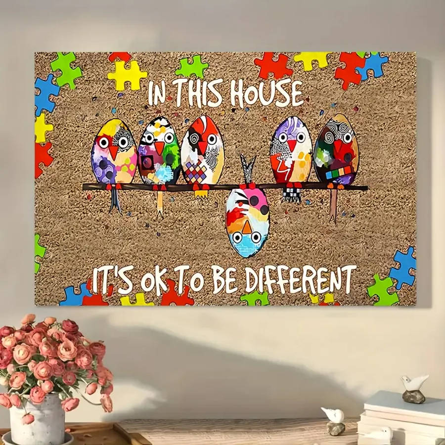 Charming Birds Awareness Canvas Art Wooden Framed Wall Decor