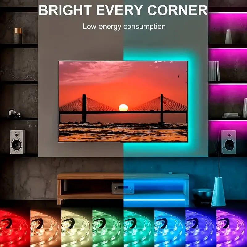 5V USB charging Rgb LED Strip Lights with 44 Keys, USB power supply EASY to INSTALL, 5 METER