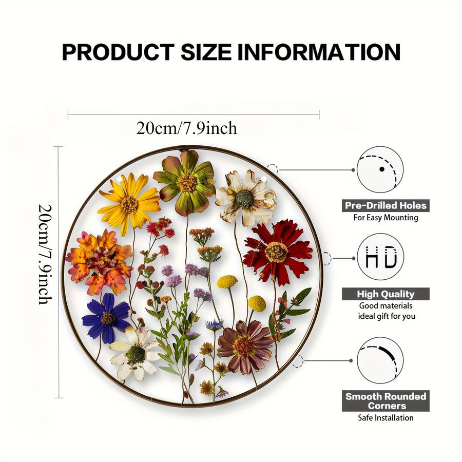 1pc 2D Flat  Bohemian Style Acrylic Flower Sunburst Pendant Handmade Glass Hanging Decor Vibrant