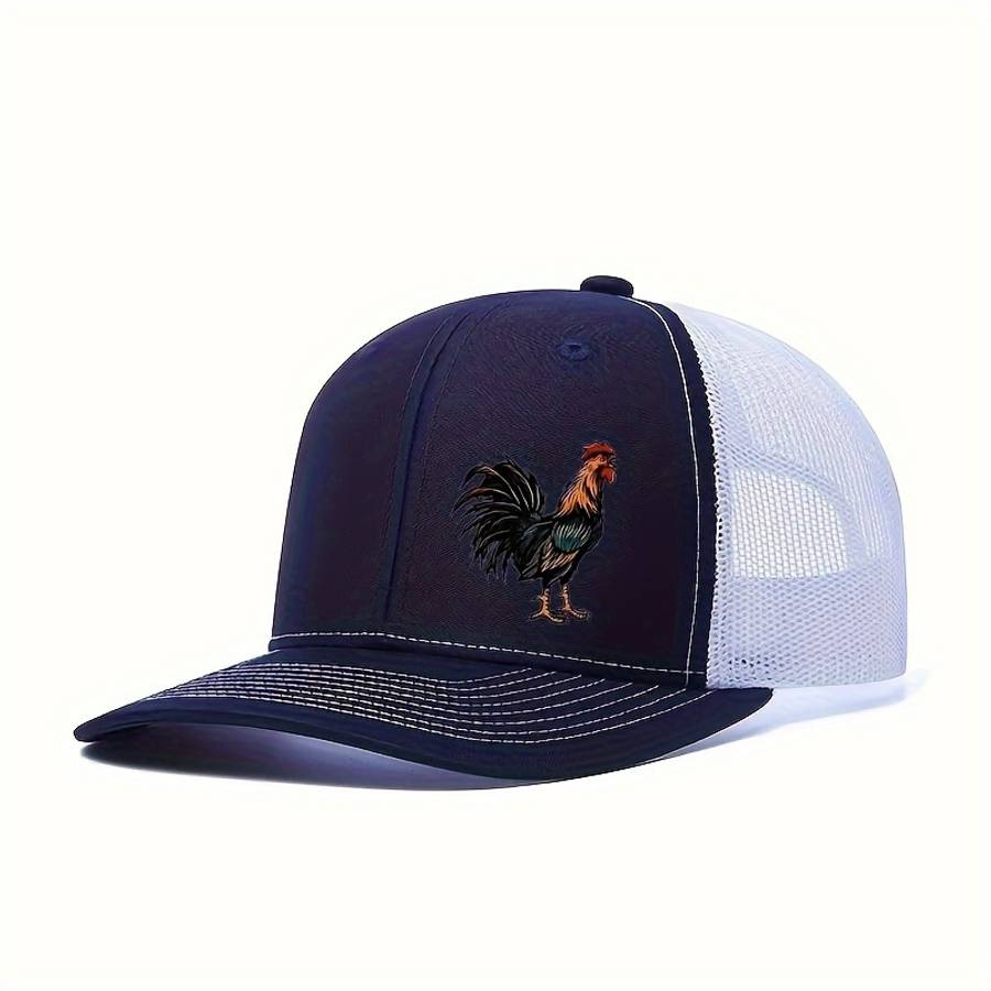 Breathable Mesh Baseball Cap with Vibrant Rooster Print Adjustable Snapback Perfect