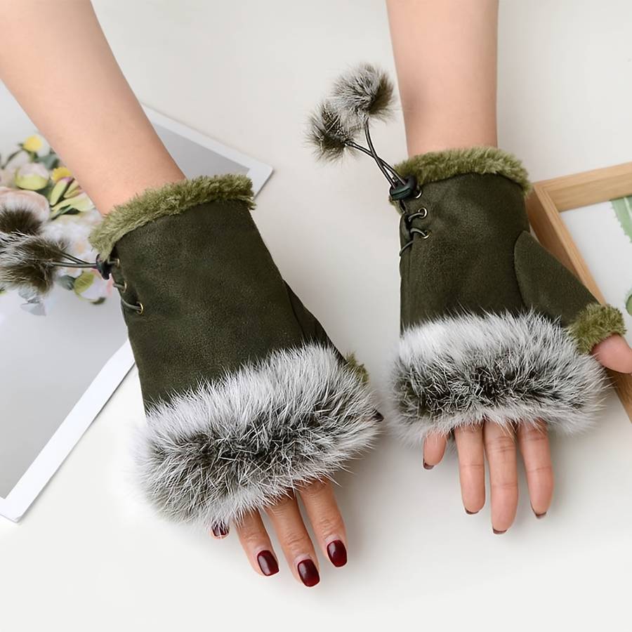 1 Pair Black Warm Gloves