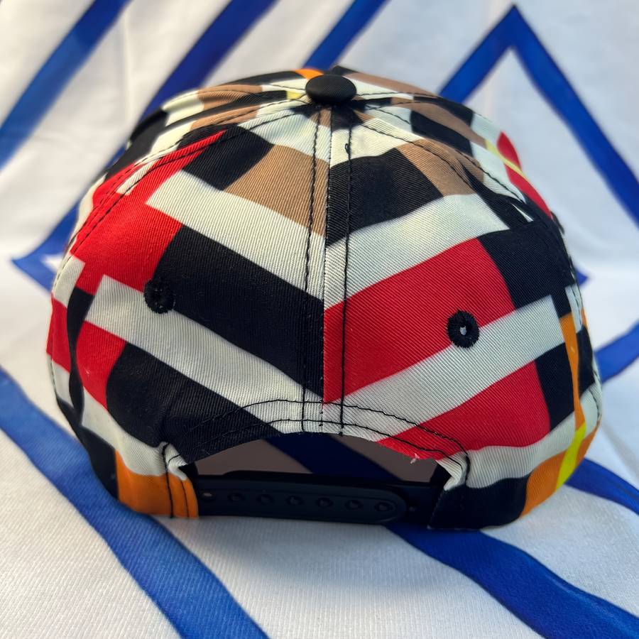 Geometric Plaid Pattern Baseball Cap 100% Polyester Adjustable Breathable Lightweight S