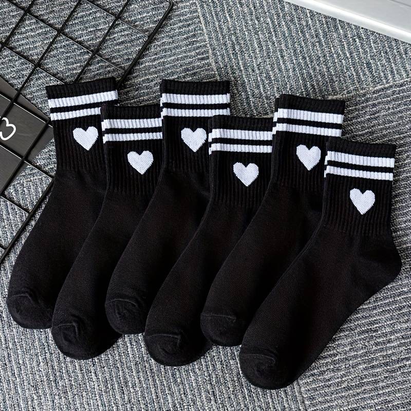 6 Pairs Black One Size High Elastic Socks