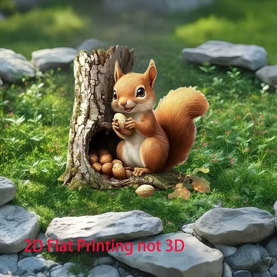 1pc 2D Flat   Cute Squirrel Garden Stake Decoration PET Outdoor Flower Pot and Garden Decorat