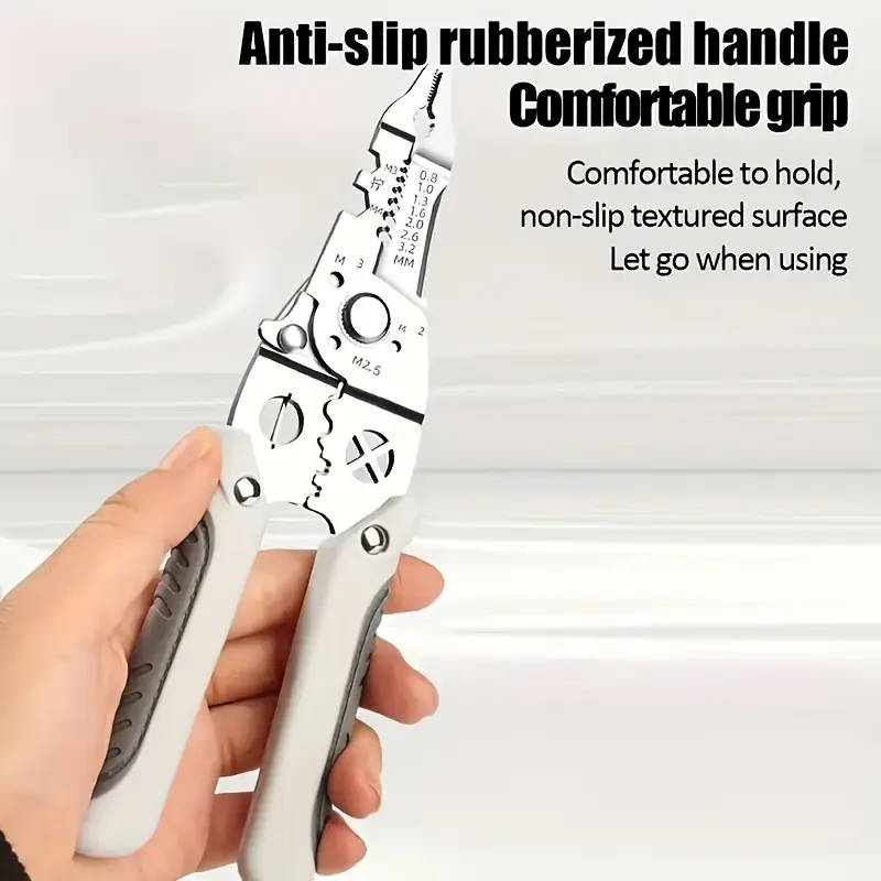 1pc Premium Multi-Function Wire Stripper Crimping Tool Chrome Vanadium Steel Durable Cutter with Non