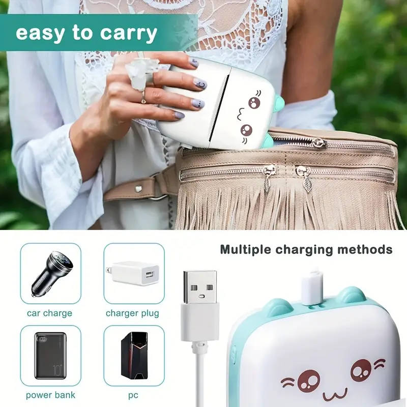 1pc Wireless Mini Thermal Printer Wireless Mini Thermal Printer Portable Label Maker 200dpi