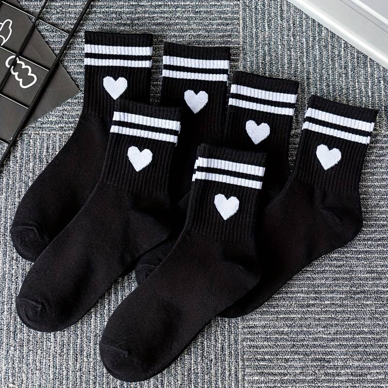 6 Pairs Black One Size High Elastic Socks