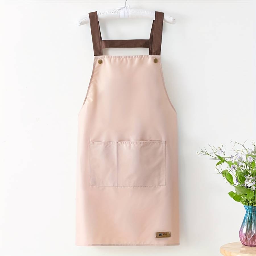 1pc Kitchen Apron with Large Pocket Adjustable Neck Strap Durable Polyester for Cooking B