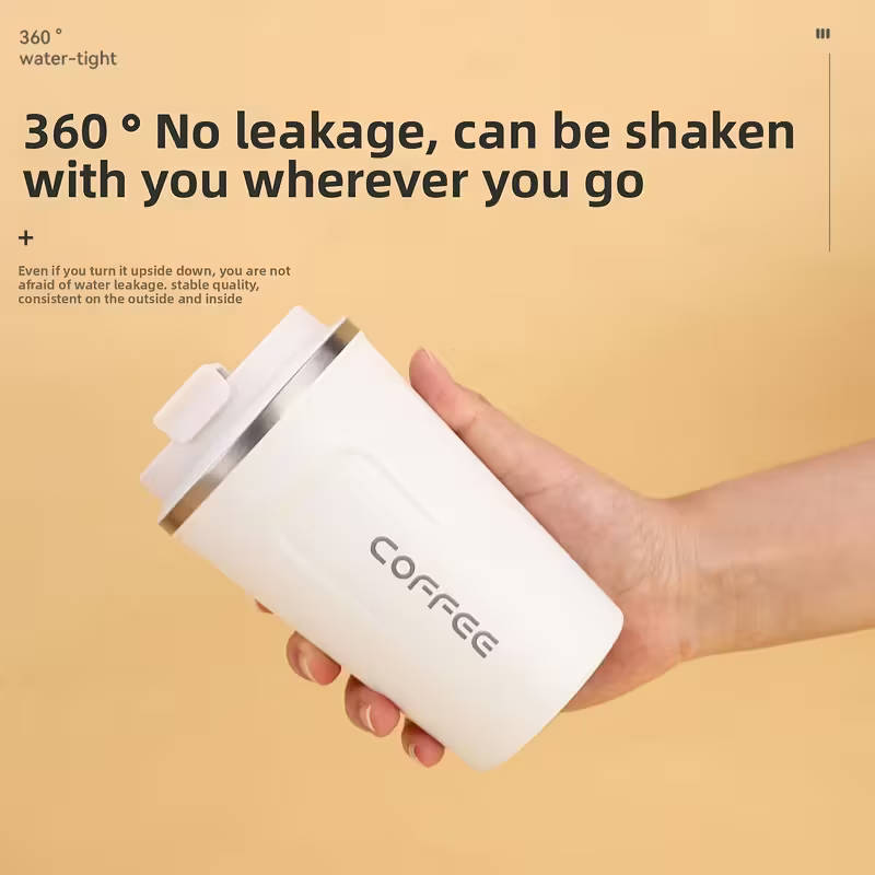 Vacuum Insulated Coffee Travel Mug, Leakproof Double-Layer Stainless Steel Reusable Thermos