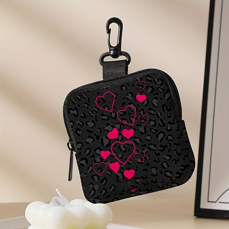 1pc 1-Pack Heart Print Large Capacity Coin Purse with Digital Printing Polyester Multi-Functional