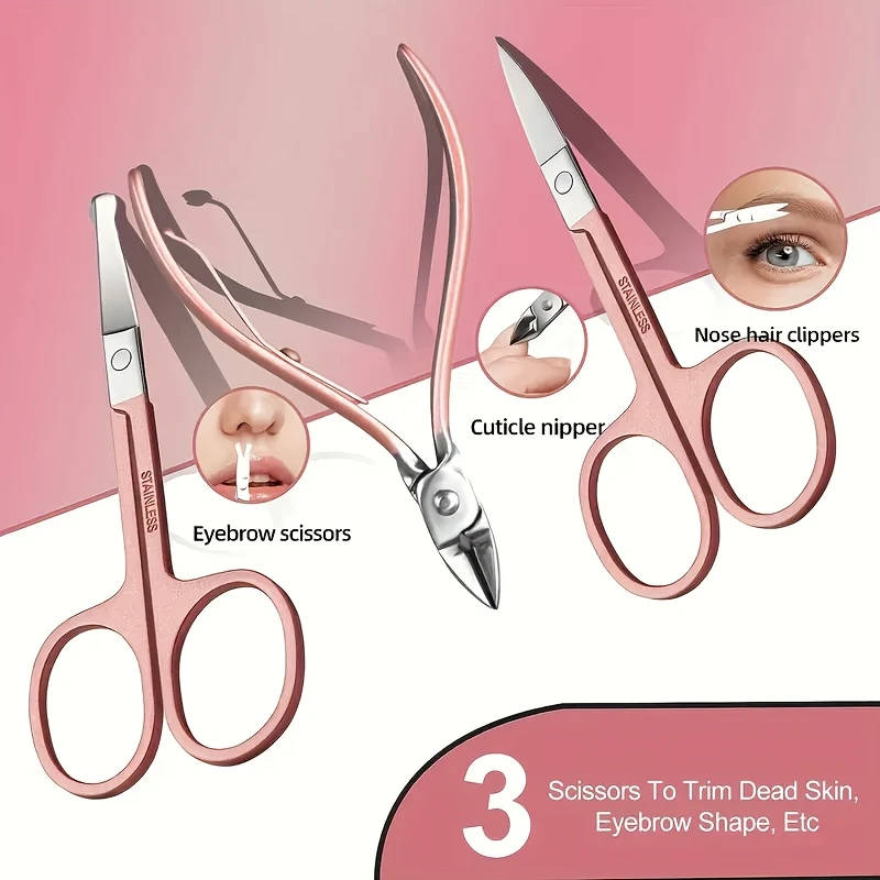 30Pcs Modern Manicure Set Stainless Steel Nail Clippers Scissors Grooming Tools