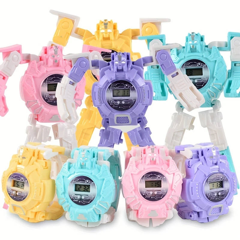 1pc Transforming Cartoon Electronic Watch Toy Battery-Powered Non-Rechargeable Color sent randomly