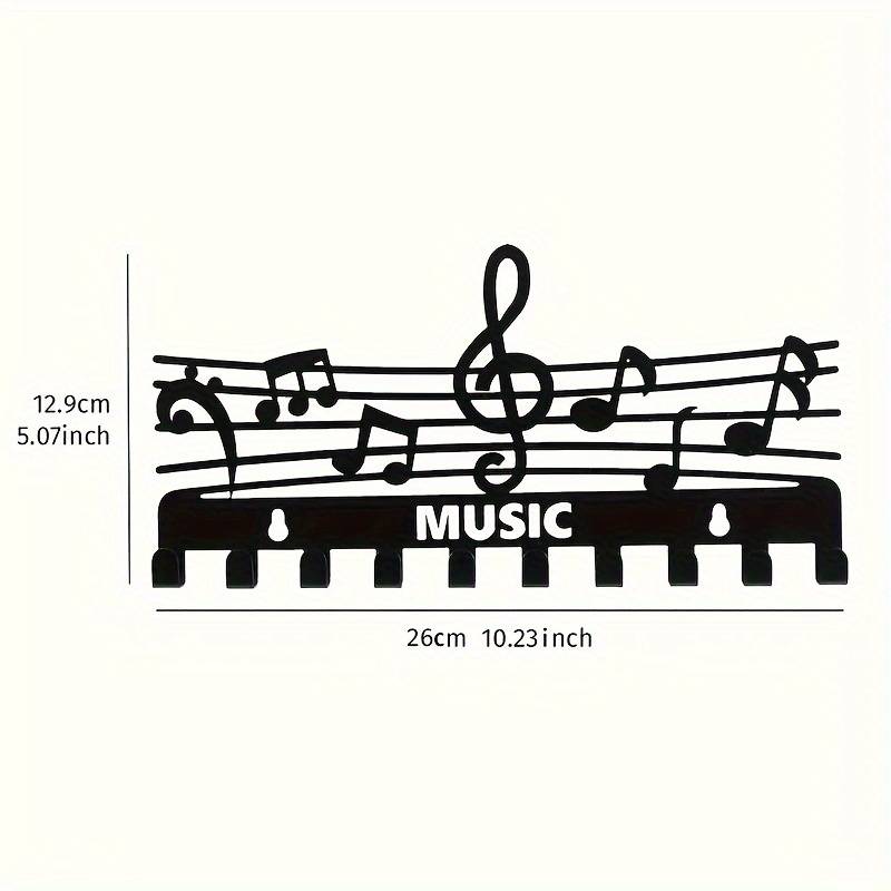 1pc Black Iron Music Note Key Hook Rack Multifunctional Wall-Mounted Storage Organizer Painted Fin