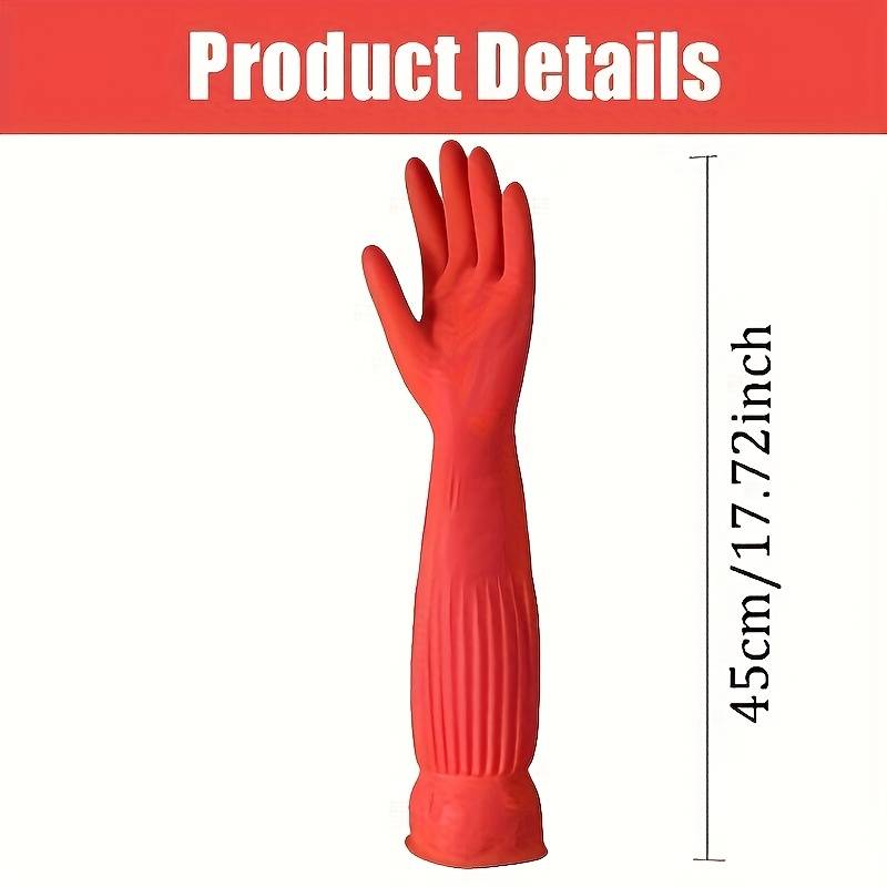 3 Pairs Red Orange Size L Palm 9cm Household Cleaning Gloves