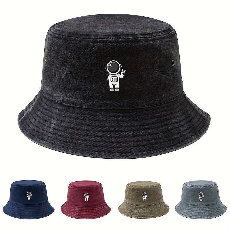 1pc MAKEFGE Men's Fashionable Astronaut Cartoon Bucket Hat Soft Top Sun Protection Casual Outdo