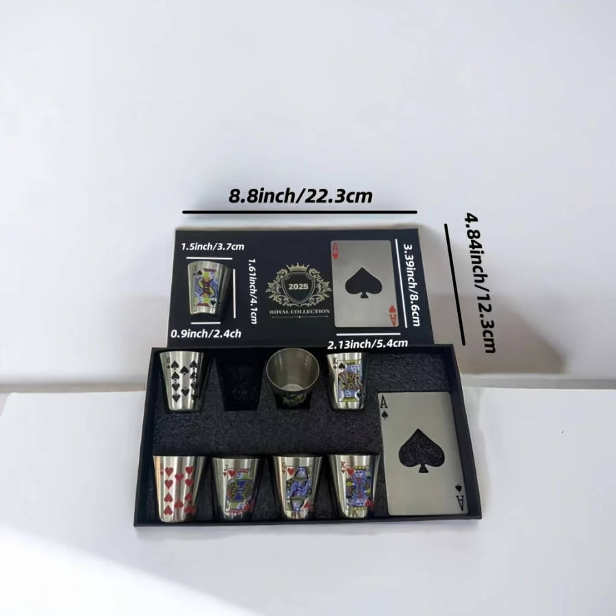 1 Box of Whiskey Glasses 8 Stainless Steel Whiskey Glasses and 2 Bottle Openers Yes