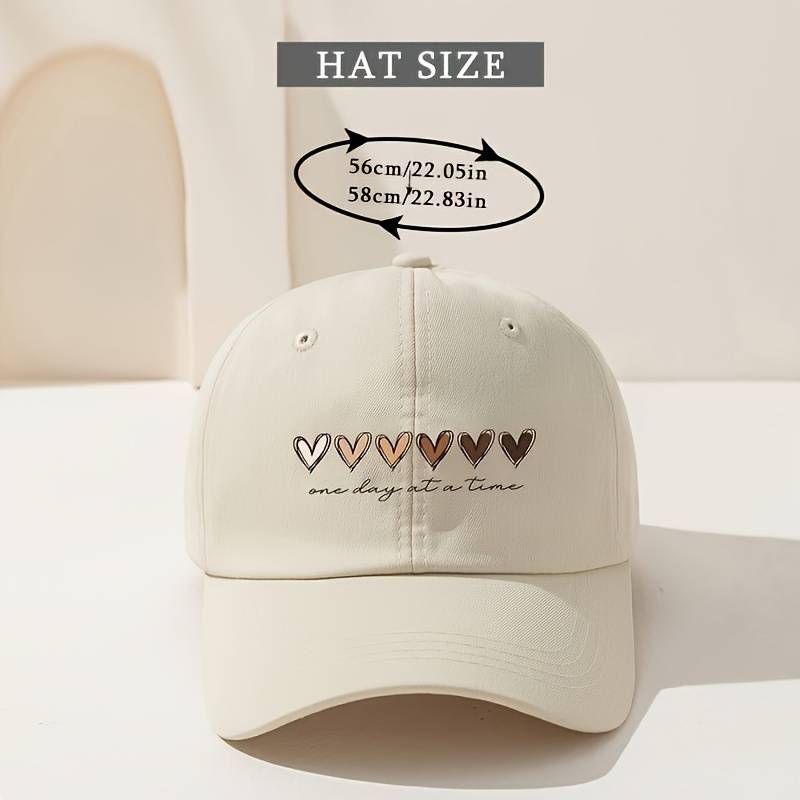 1pc Heart Printed Baseball Cap Breathable Adjustable Golf Hat with Curved Brim Summer Fashion Sun