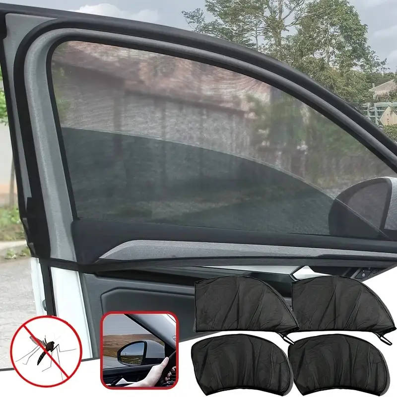 4pcs Polyester Car Sunshade Screen UV Protection Anti-Mosquito Insulation Reflective Awnings