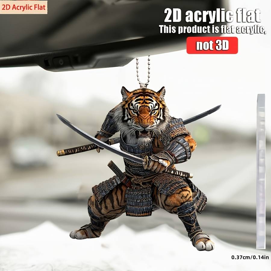 2D Flat Acrylic Big Tiger Warrior Armor Pendant