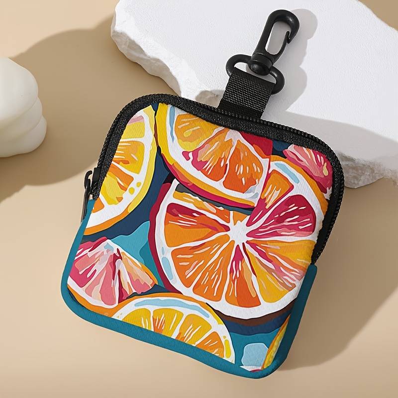 1pc A Single Piece Large Capacity Coin Purse with Lemon Slice Pattern Beautifully Simple Digital