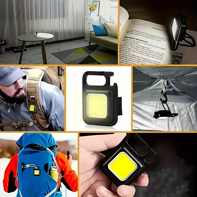 Multifunctional USB Charging Mini Keychain Light,4 Modes Portable LED Work Flashlight with hook&magn