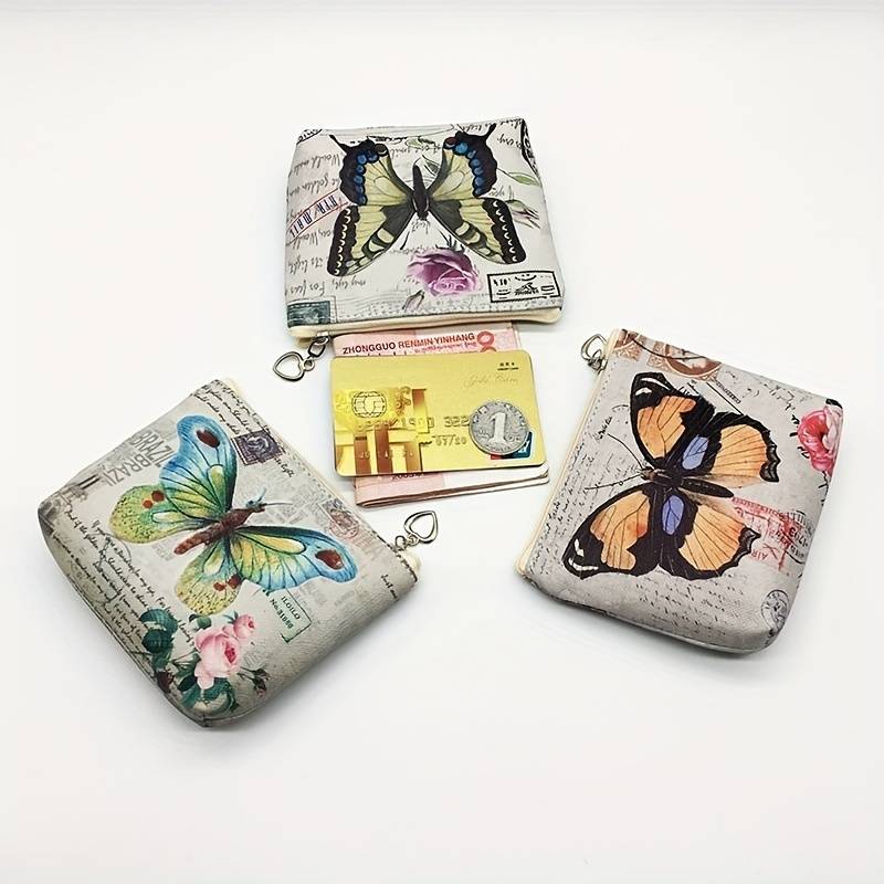 1pc Vintage Butterfly Coin Purse Key Pouch Card Holder Women'S Wallet And Coin Bag.