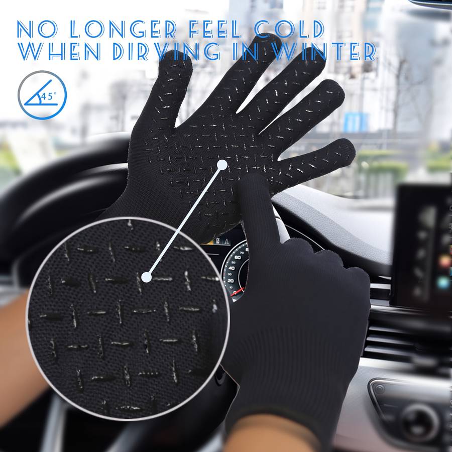 1 Pair L Style Navy Blue Warm Gloves