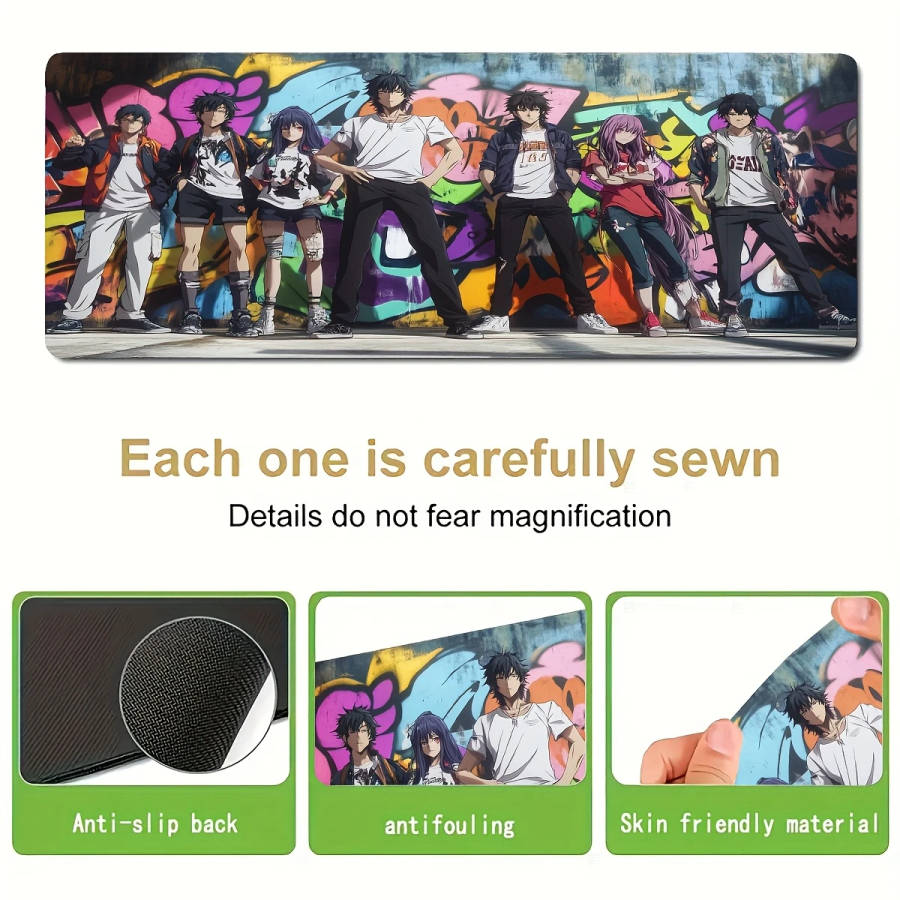 1pc 30x80cm Vibrant Graffiti Anime Character Mouse Pad Durable Rubber Desk Mat