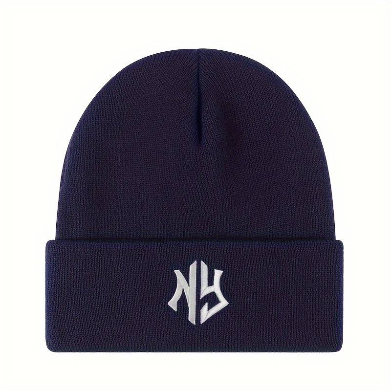1pc Unisex Embroidered Letter Acrylic Knit Beanie Casual Style 100% Acrylic Warm Skull Cap for