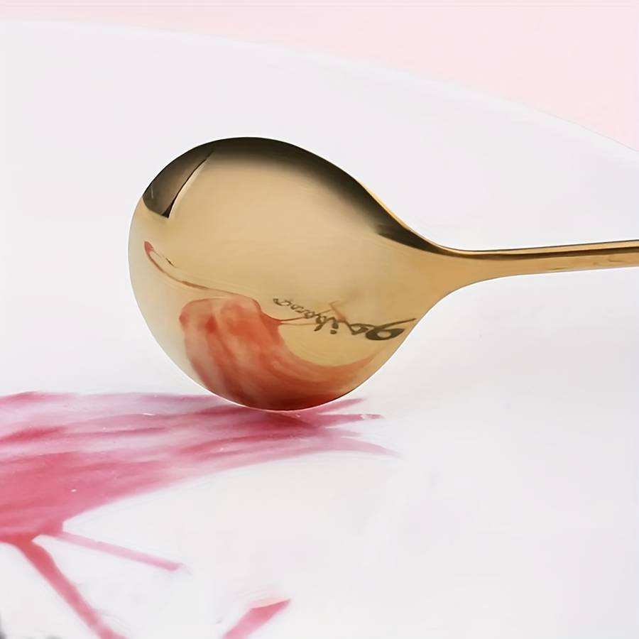 4pcs Cute Donut Theme Stainless Steel Coffee Spoon Fork Elegant Golden Dessert Spoon Fruit