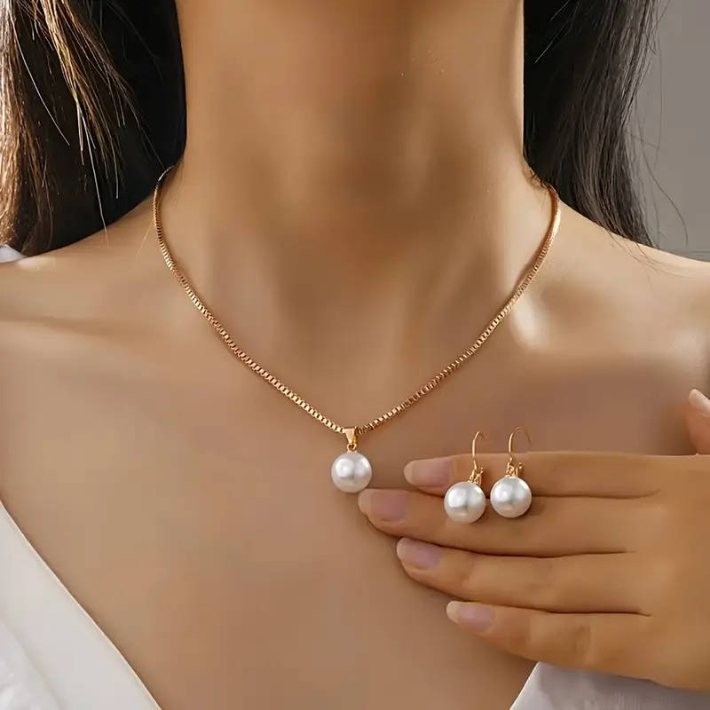 Elegant Faux Jewelry, Necklace and Earrings Set