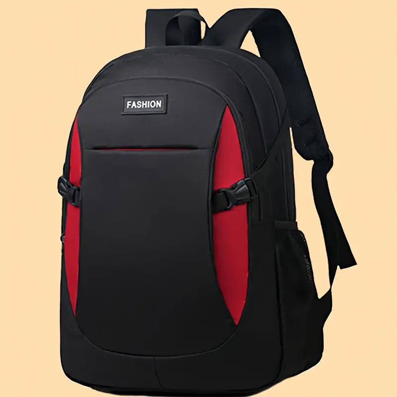 1pc Fashionable Large Capacity Backpack Casual Solid Color Nylon Material with Tassel Embellishment