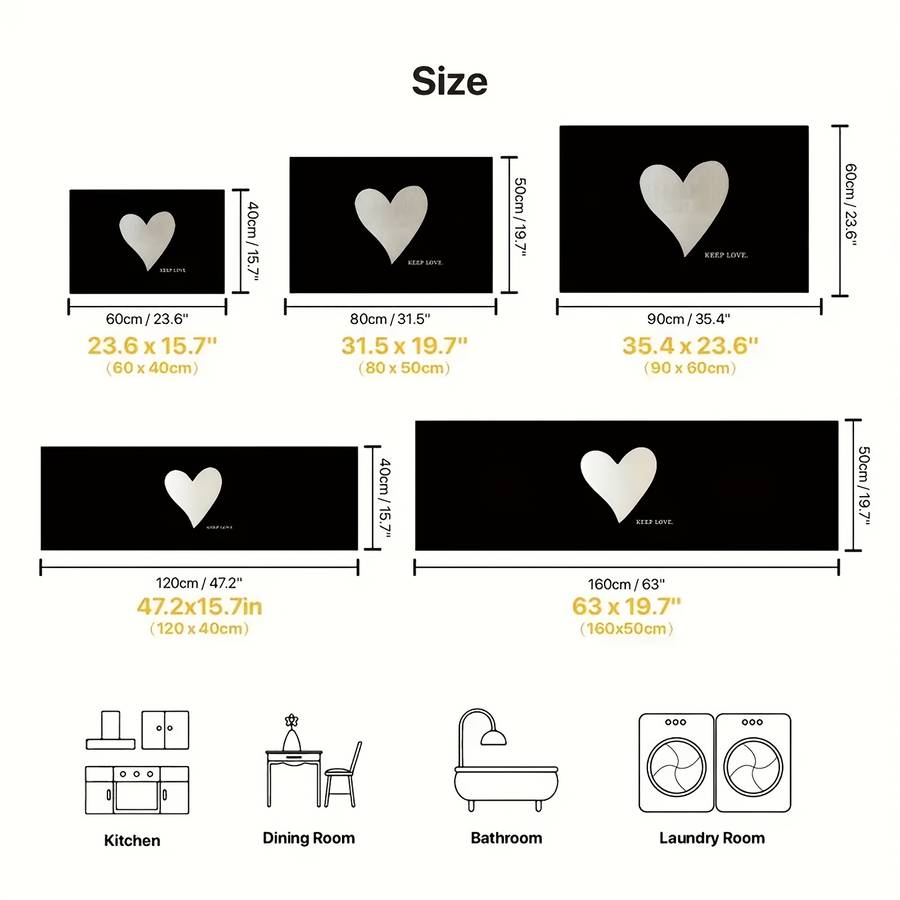 White Heart 60x90cm 23.6x35.4inch Floor Mat
