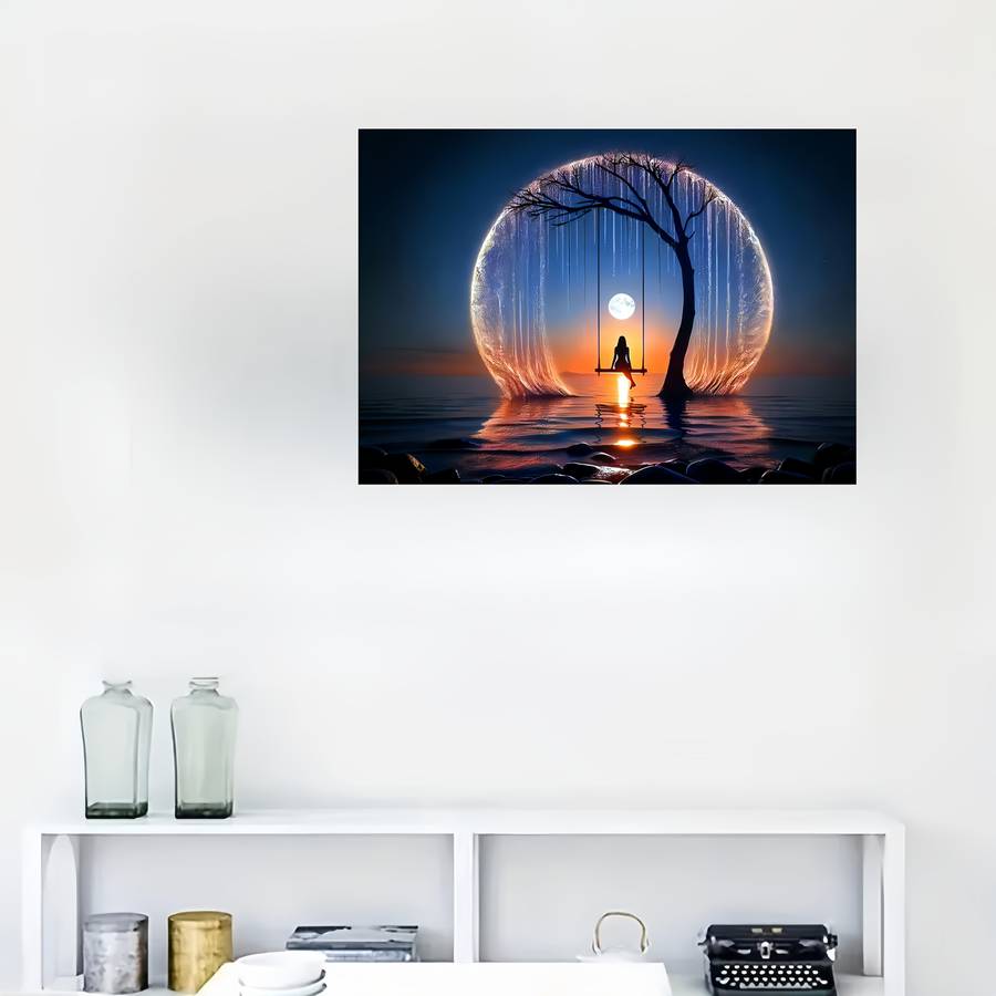 1000pcs of a Jigsaw Puzzle Featuring a Bright Moon Over The Sea a Challenging DIY Br