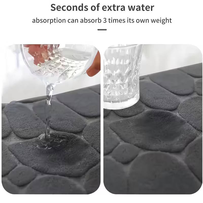 3-Piece Embossed Pebble Pattern Bathroom Rug Set Black