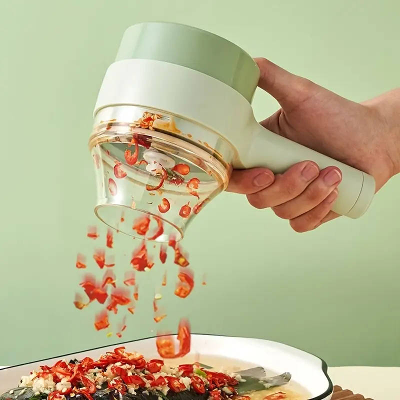 Handheld Electric Food Cutter Set with Rechargeable Lithium Battery, USB Charging, Stainless Steel B