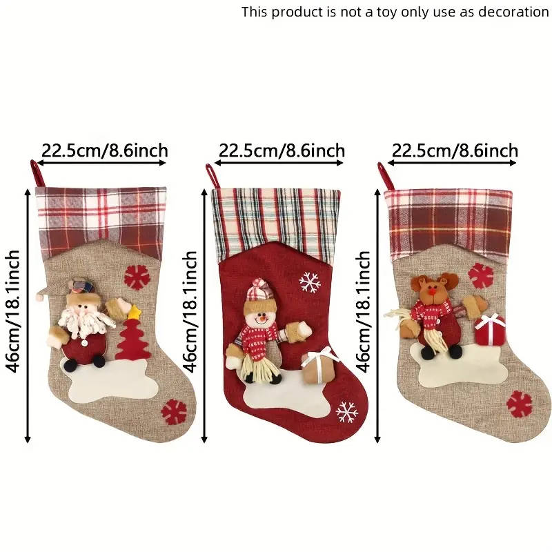 3-Piece Classic Christmas Stocking Set