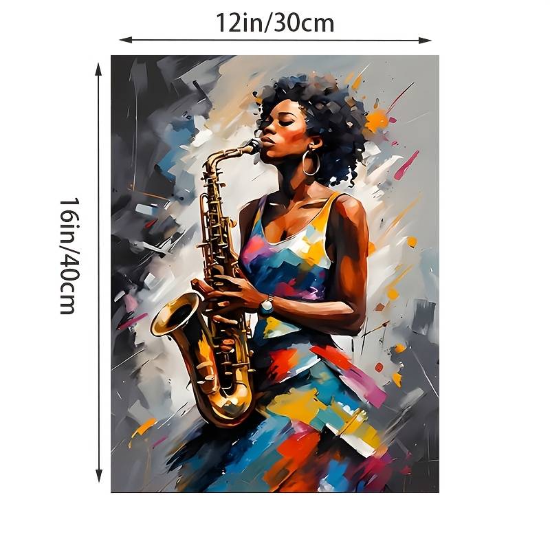 1pc Vibrant Saxophone Player Abstract Jazz Canvas Art Print 30.48x40.64cm Frameless Wall Decor f
