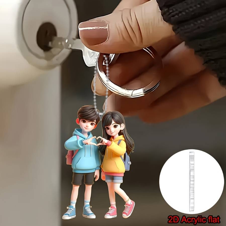 2D Flat Car Hanging Ornaments Flat Heartfelt Couple Acrylic Keychain Hanging Orn